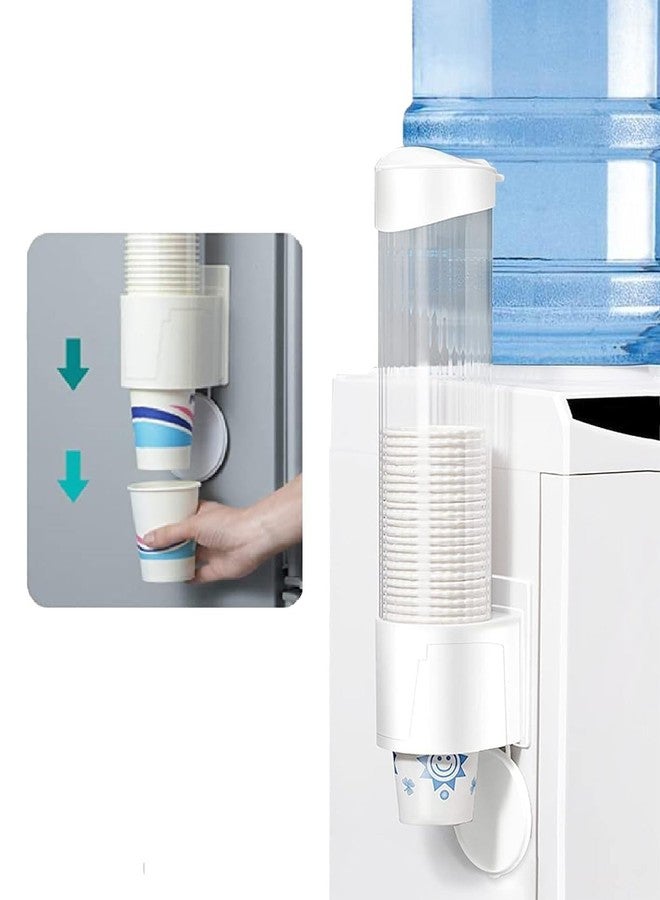 Fennec Mart Paper Cup Dispenser Holder Wall Mounted Plastic Cup Organizer for Bathroom, Kitchen, Office Fits Disposable Water & Drinking Cups Adhesive or Screw Mount (White) - Image 1